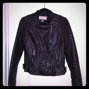 Michael Michael Kors Cropped Leather Jacket- Small